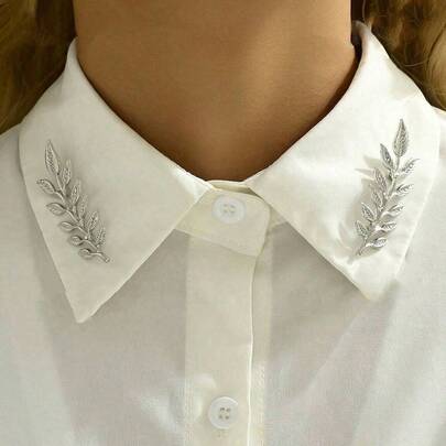 1 par de broche elegante de metal en forma de espiga, alfiler de solapa, decoración para cuello de camisa, accesorio para padrinos de boda