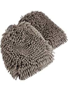 1pc Gray Chenille Car Wash Glove, Dirt-Resistant Cleaning Glove, Absorbent Microfiber Drying Glove, Large Double-Sided Car Wash Glove, Household Coral Fleece Wiping Supplies - Grey - View 1