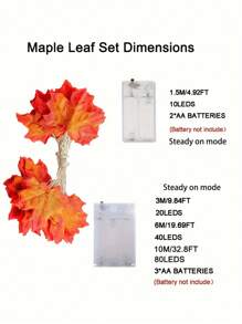 1pc Halloween Maple Leaf LED String Lights, Battery Powered (Batteries Not Included), Flexible Decoration For Home, Party, Indoor And Outdoor Celebration, Seasonal Decor With Switch Control - Plastic Material, Floral Theme