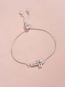 1 Fashionable Teen Cross Bracelet With Hollowed Out Design, Versatile And Suitable For Giving As A Gift Or Souvenir To Good Friends