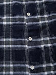 经典格子纽扣衬衫，休闲宽松男女通用长袖，适合春、夏、秋、冬 - 藍色 - 查看 11