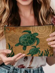 1pc Vintage Sea Turtle Print Cosmetic Bag, Modern Style Polyester Lightweight Travel Organizer Bag,Room Decor, Bags,Makeup Bag,Vanity,Travel,Make Up Bag,Travel Essentials,Organizer,Storage,Travel Essential,Makeup Organizer,Makeup Bags,Make Up Organizer,Organiser,Toiletry Bag,Desk Organiser,Cosmetic Bag,Makeup Pouch,Make Up Organize,Vanity Accessories,Make Up Pouch,Make Up Bags,Makeup Bag,Make Up Bag,Makeup Bags,Cosmetic Bag,Makeup Organiser,Travel,Makeup Pouch,Bag,Vanity,Make Up Pouch,Travel Essentials,Pouch Bag,Make Up Bags,Bags,Travel Essential,Vanity Accessories,Small Makeup Bag,Makeup Pouch,Cosmetic Bag,Travel Essential,Large Capacity,Large Makeup Bag,Christmas Gifts,Pouch,Travel,Gifts For Women Travel Essential,Pouch,Clutch / Small Handbag, Makeup Organizer,Makeup Organize,Pouch,Brush Holder,Mini Pouch,Large Capacity Pouch,Gifts For Women,Christmas Gifts,Gift Ideas For Women - Multicolor - View 3