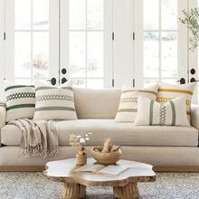 Velvet Decorative Throw Pillows Embroidered Decorative Throw Pillows Outdoor Decorative Throw PillowSet Of 2 Sage Green Boho Decorative Pillow Covers 18x18 Inch Farmhouse Rustic Couch Throw Pillows Modern Summer Cotton Cushion Covers Retro Cute Macrame Woven Home Decor For Bed Sofa ChairBohemian Decorative Throw Pillows Customized Decorative Throw Pillows - 鼠尾草綠 - 查看 3