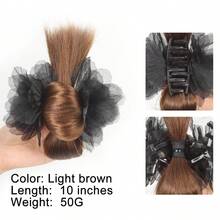 时尚女士蓝花鸡毛发髻，耐热合成发，适合日常发型 - 彩色 - 查看 18