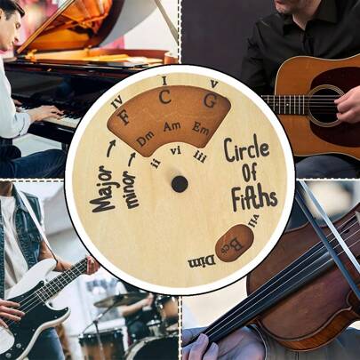 Wooden Melody Tool Chord Wheel Circle Of Fifths Wheel Guitar Chord Chart Music Theory For Dummies Gifts For Music Lovers, Guitar Lovers Gifts