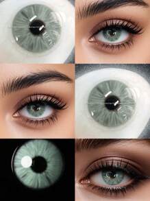 Lalens Lalens Rückkehr zur Schule Kontaktlinsen Meta Kollektion Jahresverwendung farbige Kontaktlinsen 1 Paar graue & weiße Kontaktlinsen, um die Augen natürlich zu vergrößern und für Augen-Make-ups Kontaktlinsen Schönheit Pupillen Kosmetik Weiche Linse Halloween Kostüm Cosplay