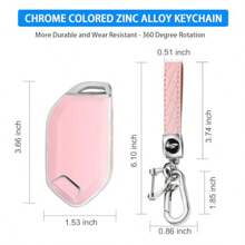 For Kia Key Fob CoverSoft TPU 360°Car Key Case Protector With Leather Keychain Compatible With Kia Telluride 2023 2024 5 Buttons Smart Key Pink