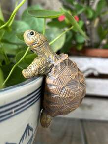 1PC/3PCS Turtle Statue Plant Pot Hanger Figurine - Resin Animal Ornament Climbing Tortoise For Garden & Yard Decor - Con rùa - Xem 2
