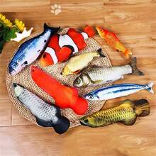 28cm逼真毛绒鱼玩偶（非电动）宠物抱枕仿真逗鱼毛绒玩偶逗猫毛绒鱼玩偶金鱼鲫鱼鲤鱼小丑鱼柔软填充动物鲤鱼毛绒抱枕玩偶创意睡垫（手工测量尺寸，可能有轻微偏差） - 彩色 - 查看 10