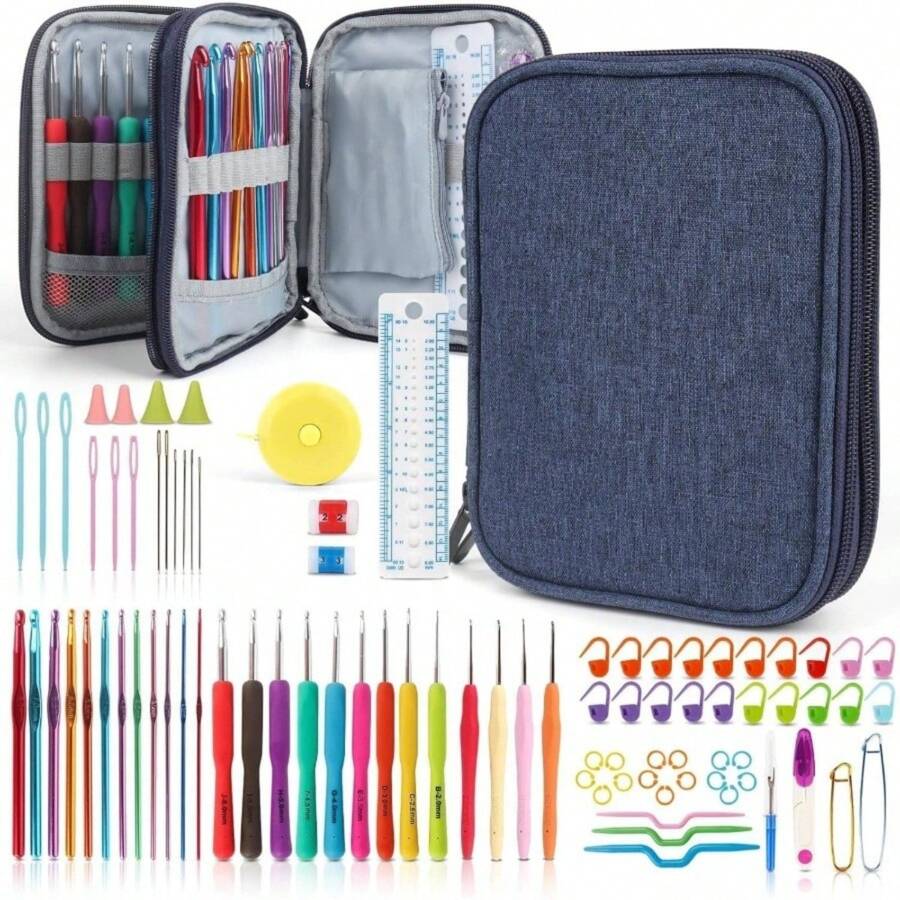 Crochet Kit For Beginners, Beginner Crochet Kit For Adults And  Crochet Kits Includes Crochet Hooks Knitting Bag Crochet Yarn For Crocheting Instruction Knitting Kit Crochet Supplies Gift - 升級版鉤針套裝 - 查看 1