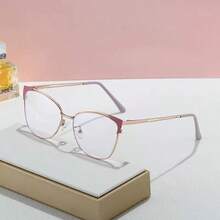 1 Pair Women's Hollow Cat Eye Personalized Fashion Glasses, Elegant And Sexy Glasses Suitable For Office, Reading, Outfit Accessories, Photography - Black Gold - View 3