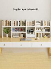 1个白色桌面收纳架，适用于卧室、客厅、办公室、书桌、梳妆台、宿舍，可收纳笔、马克笔、胶带、小雕像、书籍、电脑、杯子、化妆品等桌面物品。（请勿强行安装，标准尺寸，适合桌面使用）