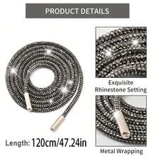 2pcs Rhinestone Shoelaces With Rhinestone Embellishments, Fashion Glitter Diy For Sneakers And Flat Shoes Summer Party - Multicolor - View 7