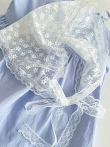 Koronkowa opaska na głowę z trójkątnym szalikiem dla kobiet, ręcznie robiona na szydełku w stylu koreańskim, pusty wzór, rekwizyt do zdjęć