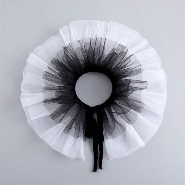 1件装女士夸张小丑褶皱多层网纱假领，适用于连衣裙和圣诞装饰