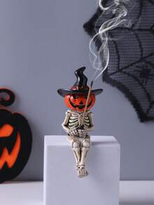 1pc Creative Micro Landscape Resin Skull Ghost Shape Living Room Study Desktop Decoration Incense Burner Gifts Birthday Graduation - White - View 12