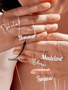 1pc Customized Necklace For Women Silvery Gold Color Chain Necklace Personalized Custom Name Pendant Necklace Stainless Steel Jewelry Wedding Bridesmaid Gifts Anniversary Birthday Gift - Silver 2 - View 4