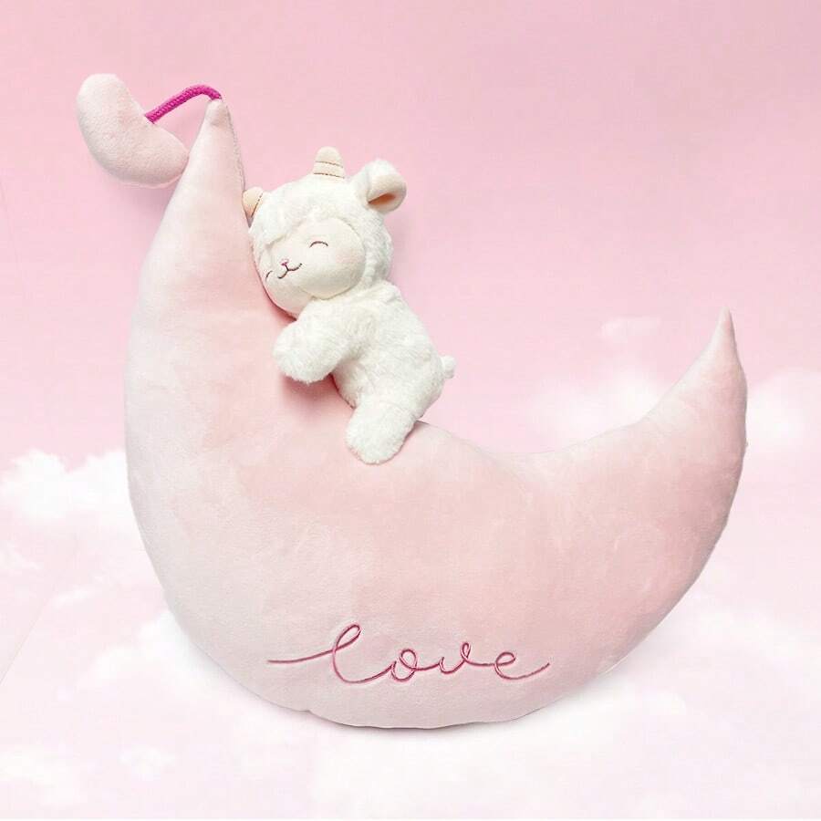 MINISO 羊暖暖-绵羊系列-绵羊系列-暖暖-白色小羊毛绒公仔（月亮款），柔软的绒毛温柔如云朵，暖白色配色搭配温馨滤镜，超感人的闭眼笑容。（1个） - 白色 - 查看 1