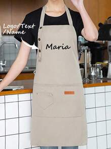 1pc Customized Cooking Apron, Can Print Text And Personalized Photos, Suitable For Dad/Father/Men/Women, Customizable With Name And Logo, Chef Cooking Kitchen Apron, Personalized Kitchen Apron, Customizable Logo, Washing Gloves, Photo And Name