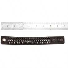 Eigso 3 Pcs Leather Punk Bracelets Men Women Of Rock Rivet Wrap Retro Spike Bracelet Adjustable - 布朗-1 - 查看 8