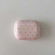 Pink Polka Dot Simple Design Earphone Case + Hanging Ring Set Compatible With Apple Pro3/ Pro2/ Pro/ 4/ 3/ 2 - Hồng - Xem 4