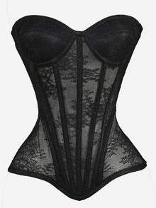 Loungeista 1 chiếc áo ngực bustier lưới thời trang thanh lịch có cúp cho mùa hè - màu đen - Xem 1