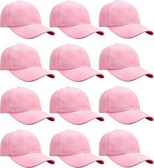 Bulk Lot 12-Pack Adjustable Size Plain Blank Solid Color Baseball Caps - Pink - View 1