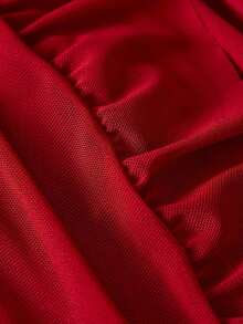 SOFUSEN Bộ đồ lót gợi cảm dành cho nữ, áo ngủ hai dây bằng vải lưới, thích hợp mặc ở nhà, khách sạn, ngày Valentine, Giáng sinh và các dịp khác. - Đỏ - Xem 5