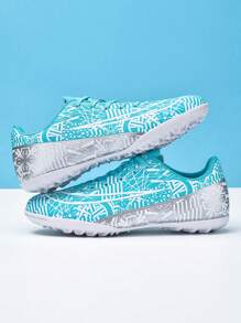 1 双青少年印花 PU 皮革，耐磨、防钉、防滑、稳定的专业足球鞋，适合所有季节的日常运动