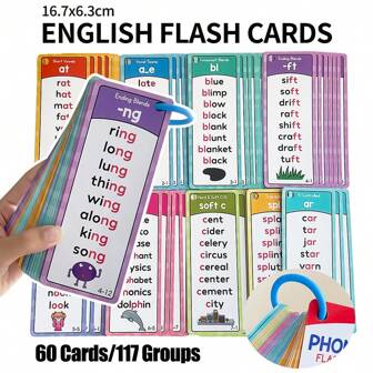 Lachilly 117 Gruppen Montessori Phonetik Lernkarten, Kinder Englisch Vokabelkarten, interaktive Rechtschreib- und Lesehilfen, Englisch Lernspielzeug zur Förderung von Kindern