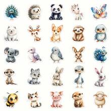 50pcs YWWBLD Watercolor Animal Stickers - Cute Lion, Giraffe, Zebra, Panda & More Designs For Phone Cases, Laptops, Scrapbooks, Guitar & Luggage Decoration, Cute Animal Stickers, Scrapbook Decorations, Playful Sticker Designs, Vibrant Sticker Colors - 50pcs - 查看 3