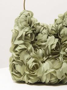 花卉 3D 玫瑰手提包、花卉包、新娘派对包、舞会包、女士舞会礼服、舞会配饰、婚礼用品、优雅女士包（图案随机） - 綠色 - 查看 4