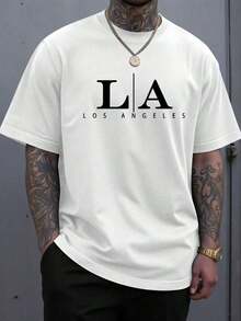 NEOREFINED Camiseta de verano para hombre, de cuello redondo, de manga corta, con estampado de letra, casual y versátil - Blanco - Ver 11