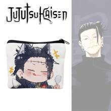 Jujutsu Kaisen 1 pieza Billetera miniatura personalizada con diseño de personaje de anime Gojo, bolsa para cambio de patrón de dibujos animados linda y de alta belleza para hombres y mujeres, bolsa de almacenamiento para auriculares Bluetooth y artículos de papelería