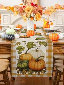 1 pièce/10 pièces Chemin de table motif citrouille d'automne, chemin de table de Thanksgiving, décoration de table de festival des récoltes, décoration de maison saisonnière, style ferme, matériau , 33*91CM/33*183CM/33*274CM, 3 options de taille, fournitures de fête d'intérieur et d'extérieur, décoration thème citrouille, décoration de chambre. Convient pour la décoration de cuisine à la maison et la décoration de fête