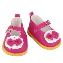 MSYO 1双14英寸美国娃娃鞋，可爱毛绒蝴蝶结皮鞋，时尚百搭公主休闲鞋，娃娃配件，适合作为小女孩的生日/节日/万圣节礼物 - 彩色 - 查看 9