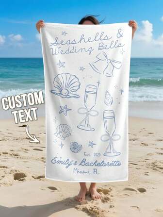 1pc Custom Name Beach Towel, Custom Beach Towel With Name, Custom Name Pool Towel, Personalized Name Beach Towel, Personalized Bath Towel, Gift Towel, 70*140cm, Letter Combination Beach Towel, Perfect For Bachelorette Parties, Travel, Vacation