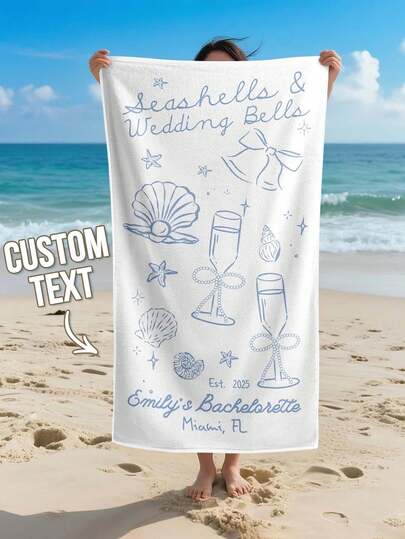 1 pieza Toalla de playa personalizada con nombre, toalla de piscina y baño personalizada, combinación de letras para viajes y vacaciones, sin arena