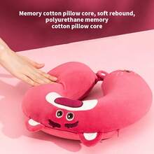 MINISO Strawberry Bear Memory Foam U - Pillow, Officially Licensed Cute Design, Slow - Rebound Foam For Precise Neck Support, Perfect For Travel, Office & Naps.(1 PC) - Pink - View 3
