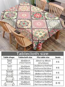 1 Stück Bohemien bedruckte Tischdecke, moderne rechteckige/runde wasserdichte Tischdecke aus Polyester, Digitaldruck, geeignet für Wohnzimmer, Zuhause, Outdoor-Dining, Kleiner Rundetisch