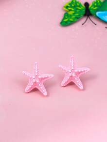 1 para letnich, uroczych niebieskich kolczyków z rozgwiazdą, słodkie kolczyki dla dziewczynek na wakacjach na plaży, modne, uniwersalne kolczyki