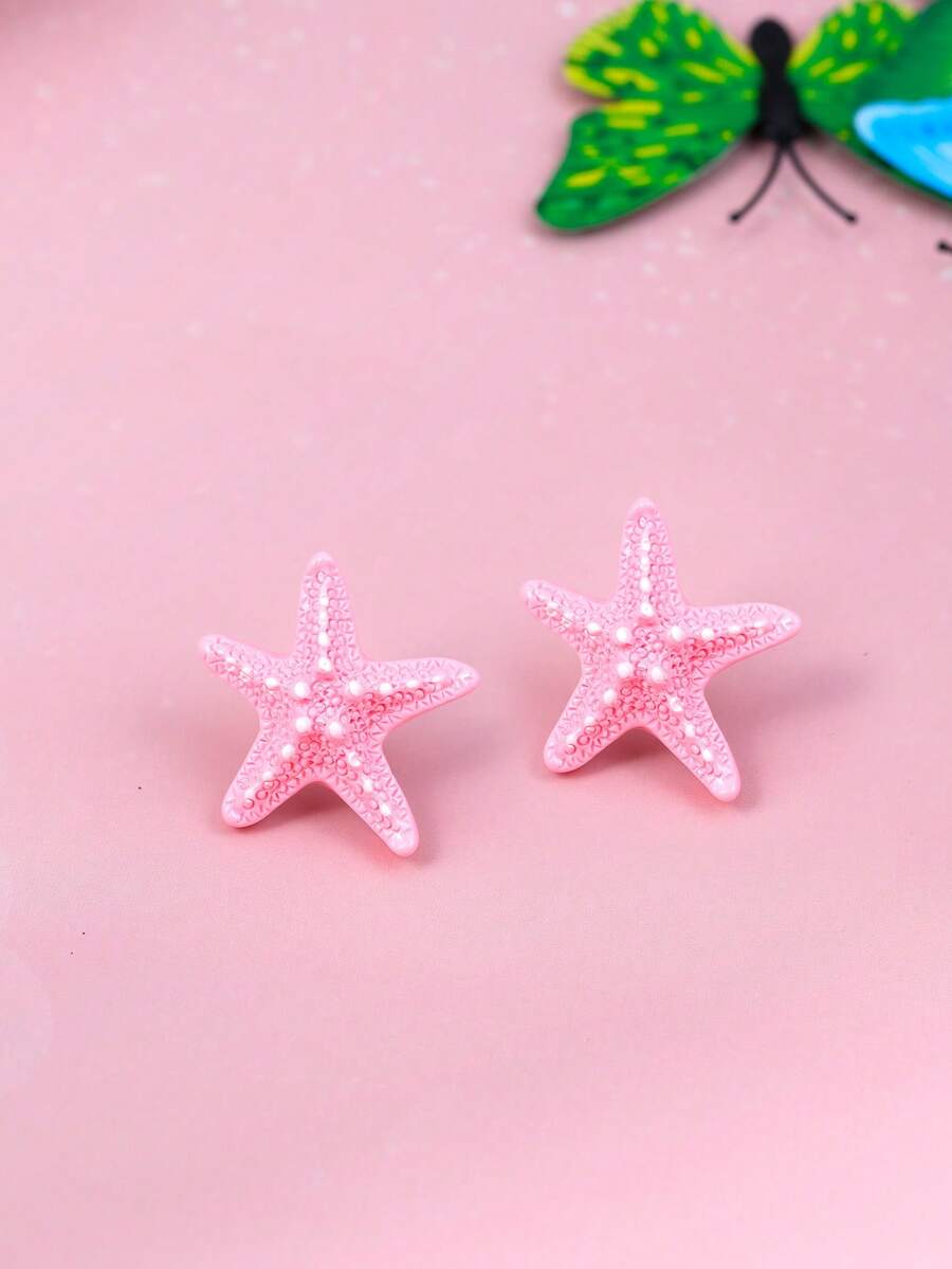 1 para letnich, uroczych niebieskich kolczyków z rozgwiazdą, słodkie kolczyki dla dziewczynek na wakacjach na plaży, modne, uniwersalne kolczyki