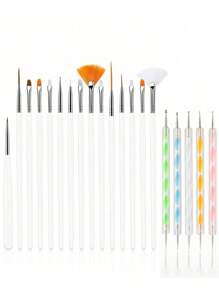 35/31pcs Professional Nail Art Brush Set - 3D Gel Brushes, Acrylic Brushes, Salon-Grade Nail Tools, Suitable For Home Manicure And Salon Use - Multicolor - View 17