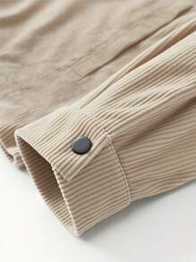 6XL加大码男士灯芯绒长袖衬衫，男士休闲运动服，纽扣开襟披肩领开衫外套，适合周末休闲穿着，适合体重超过300磅（约136公斤）的人士