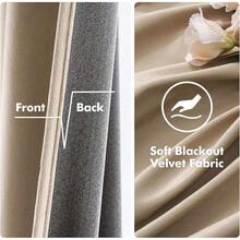 2 Panels Blackout Curtains Solid Soft Grommet Mustard Yellow Thermal Insulated Soundproof Room Darkening Curtains/Drapes/Panels Fall Living Room Bedroom 52 X 90 Inch - 駝色 - 查看 4
