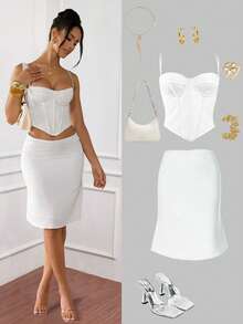 Apperloth A Y2K性感白色胸衣，女士网眼镂空系带露背设计，可调节肩带，束身胸衣，短款吊带背心，适合锐舞派对、音乐节、婚礼及其他夏季场合 - 白色 - 查看 6