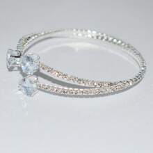 1pc Heart Shaped Zirconia & Rhinestone Wrap Bangle Bracelet