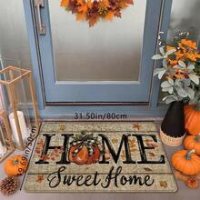 1 pieza Felpudo de entrada con estampado de calabaza de Acción de Gracias, alfombra suave antideslizante y absorbente lavable para cocina, decoración festiva y acogedora para el hogar, alfombra rectangular de pelo corto para sala de estar, dormitorio, cocina, lavandería, baño - Multicolor - Ver 14