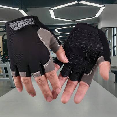 1 par de guantes de fitness unisex - Ideales para entrenamientos interiores y exteriores | Guantes de entrenamiento de media-palma para hombres y mujeres en verano | Diseño duradero y que absorbe los golpes | Agarre y protección mejorados para escalada, pesca y deportes