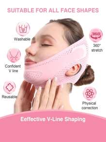 1pc Pink V-Face Shaping Mask, Lifting & Firming Chin, Breathable & Comfortable Double Lifting & Compression Face Mask